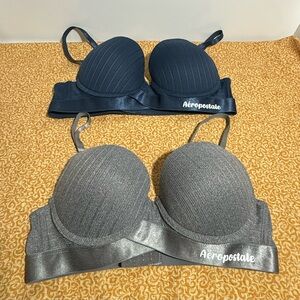 Aeropostale Navy and Charcoal Bra Duo
